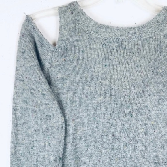 LUMIERE Gray Cold Shoulder Sweater V-Neck Donegal Knit Size S - Picture 10 of 10